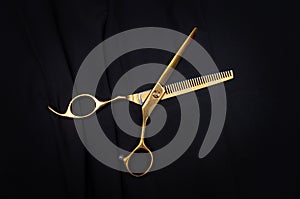 Razor shears on a black cloth