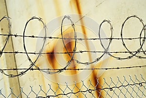 Razor wire fence.