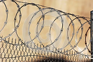 Razor wire fence. photo