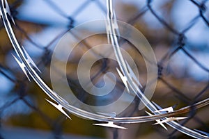 Razor Wire and Fence Background