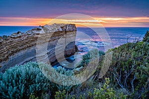 Razorback lookout at sunset in The twelve apostles on the Great Ocean Road