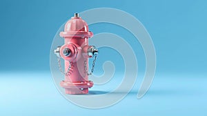 Modern Pink Fire Hydrant on Blue Background