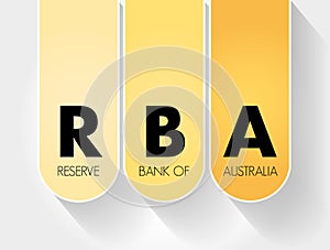 RBA - Reserve Bank of Australia acronym, business concept background