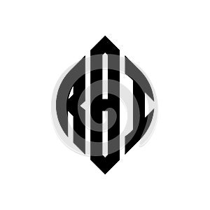 RBI circle letter logo design with circle and ellipse shape. RBI ellipse letters with typographic style. The three initials form a photo