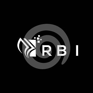 RBI credit repair accounting logo design on BLACK background. RBI creative initials Growth graph letter logo concept. RBI business photo