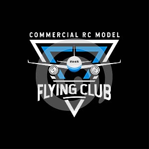 RC Airplane Logo. Commercial RC model flying club logo design. With blue and white color