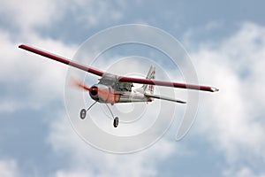 RC model airplane flying in the blue sky