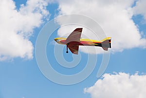 RC model yellow plane flying