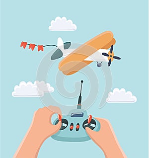 RC plane and radio remote control, Vector Illustration
