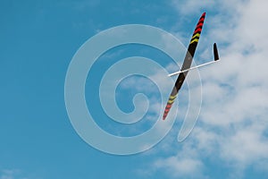 RC soaring plane on blue sky