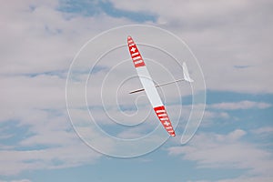 RC soaring plane on blue sky