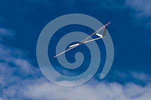 RC soaring plane on blue sky