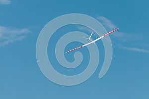 RC soaring plane on blue sky