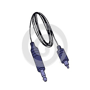 RCA cable. Cord for tattoo machine. Electric wire with plugs. Connector for tattooists professional equipment, ink