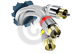 RCA cable on white background