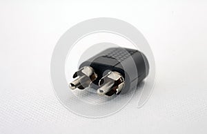 RCA conector to 3,5 mm isolated white background