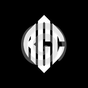 RCC circle letter logo design with circle and ellipse shape. RCC ellipse letters with typographic style. The three initials form a