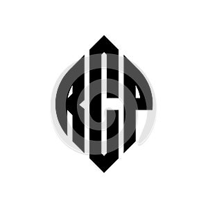 RCP circle letter logo design with circle and ellipse shape. RCP ellipse letters with typographic style. The three initials form a