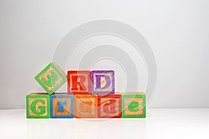 3rd Grade spelled out with ABC blocks photo