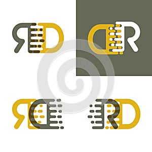 RD letters logo with accent speed in brown and dark yellow