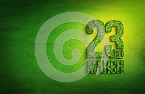 23rd of march Pakistan Day Celebration grass effect with green background photo