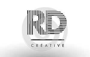 RD R D Black and White Lines Letter Logo Design.