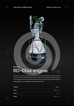 RD-0146 Rocket engine 3D illustration poster