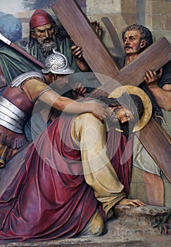 3rd Stations of the Cross, Jesus falls the first time photo