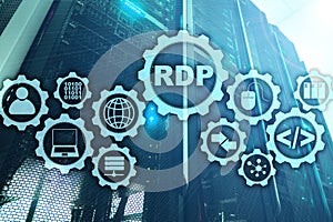 RDP Remote Desktop Protocol. Terminal Services. Server background.