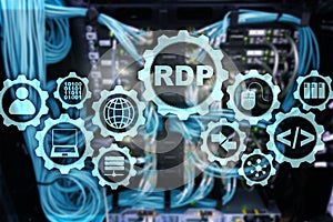 RDP Remote Desktop Protocol. Terminal Services. Server background.