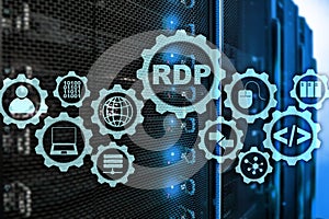 RDP Remote Desktop Protocol. Terminal Services. Server background.