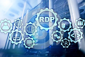 RDP Remote Desktop Protocol. Terminal Services. Server background.