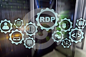 RDP Remote Desktop Protocol. Terminal Services. Server background.