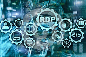 RDP Remote Desktop Protocol. Terminal Services. Server background.