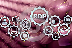 RDP Remote Desktop Protocol. Terminal Services. Server background.