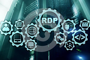 RDP Remote Desktop Protocol. Terminal Services. Server background.