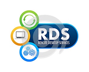 RDS - Remote Desktop Services, online advertising. Vector stock illustration photo