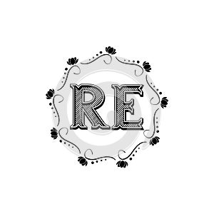 RE Creative Unique abstract modern geometric vector symbol font logo design