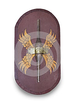 A re-enactment scutum, Ancient Roman army shield photo