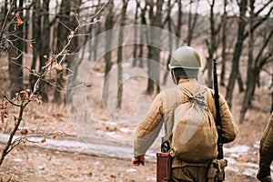 Re-enactor Dressed As Soviet Russian Red Army Infantry Soldier