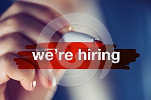 We`re hiring concept