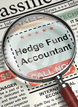 We're Hiring Hedge Fund Accountant. 3D.