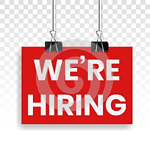 We`re hiring / we are now recruiting sign flat icon for apps and websites