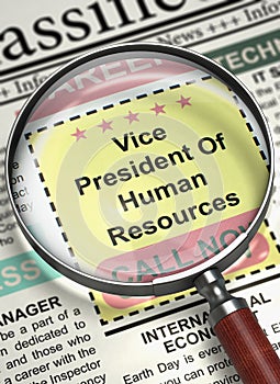 We`re Hiring Vice President Of Human Resources. 3D.