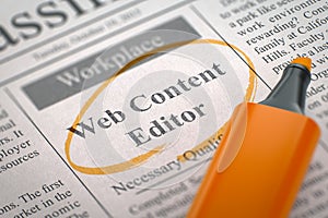 We're Hiring Web Content Editor. 3D.