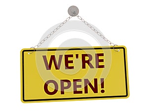 We`re open sign