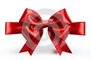 Re ribbon bow isolated on white background. Generative Ai