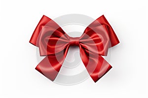 Re ribbon bow isolated on white background. Generative Ai