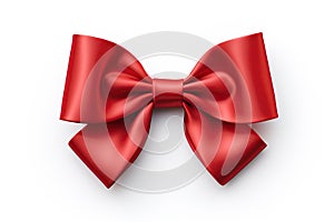 Re ribbon bow isolated on white background. Generative Ai