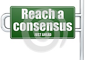 Reach a consensus word on green road sign